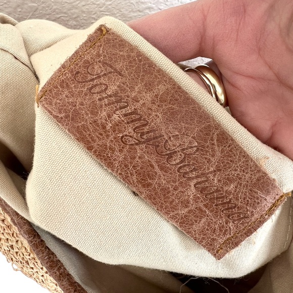 TOMMY BAHAMA purse / extra large woven raffia and leather hobo bag purse - Picture 6 of 7